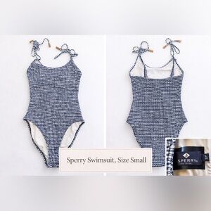 Sperry One Piece Swimsuit | Blue & White Nautical Print | Size Small
